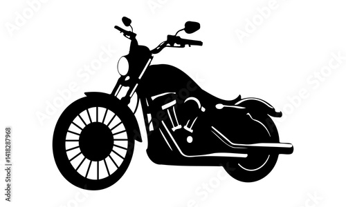 Silhouette of vintage motorcycle, motorcycle line art isolated vector, editable vector of retro motorcycle silhouette.