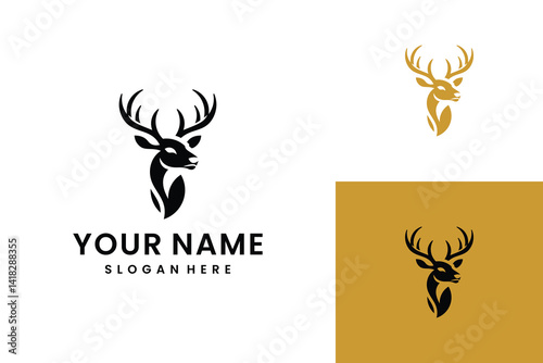 A vector of an minimal deer head with antlers logo 