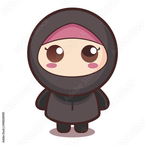 Cute cartoon girl wearing a hijab