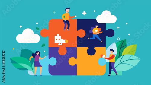 A puzzle coming together symbolizing personal growth and selfdiscovery.. Vector illustration