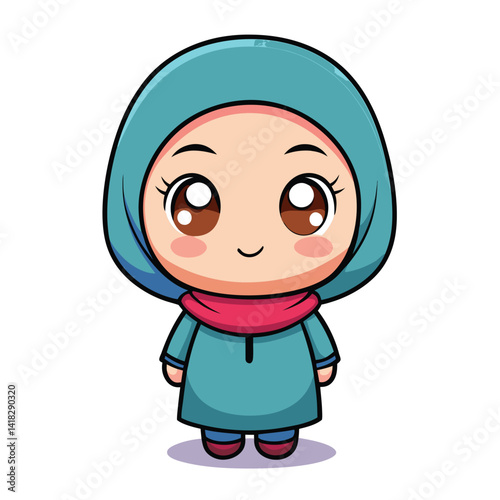 Cute cartoon girl in a hijab