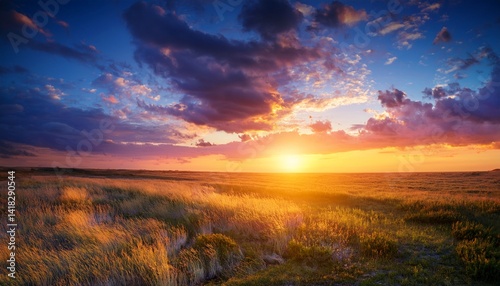 Beautiful idyllic sunset sky