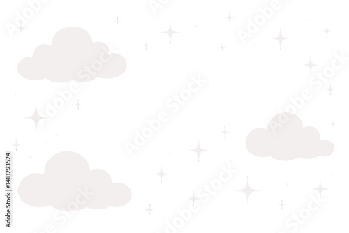 A magical landscape featuring a holographic fantasy rainbow background, complete with clouds, stars, and a pastel-colored sky, forming an abstract and fabulous pattern, perfect for a cute