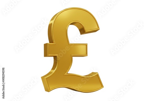 3d golden pound sterling symbol isolated on white background