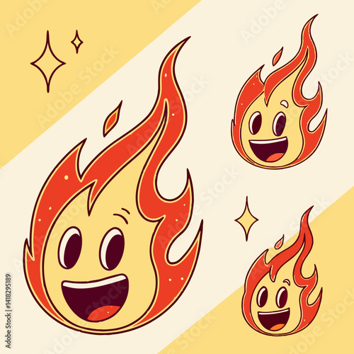 Retro Flame Emoji Set with a Classic Burn