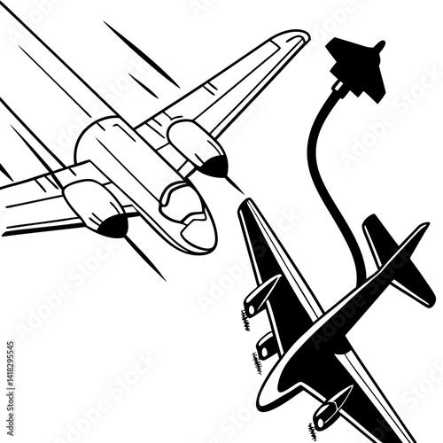 Mid-Air Refueling in Technical Line Art Design