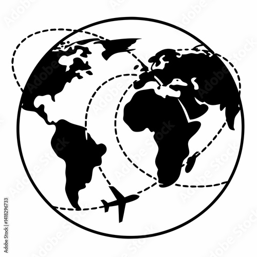 Sketched Aerial Journey Over the Globe in Lines