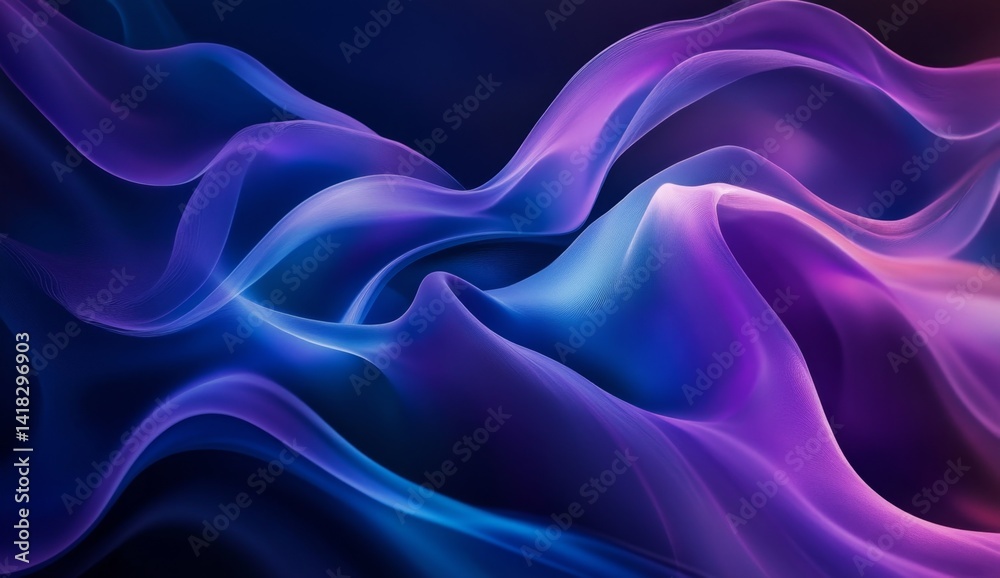 Fototapeta premium Abstract flowing purple and blue waves.