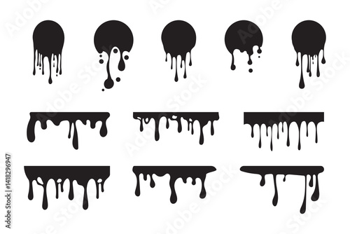 Black paint dripping down a white background creates a striking contrast, forming an abstract and artistic visual that captivates with its boldness and fluidity