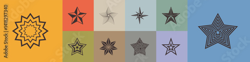 Star icon collection. Different stars set. Vector illustration