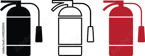 Fire extinguisher icon set. black, white and red icon. design in diffrent color. in modern style. vector illustration
