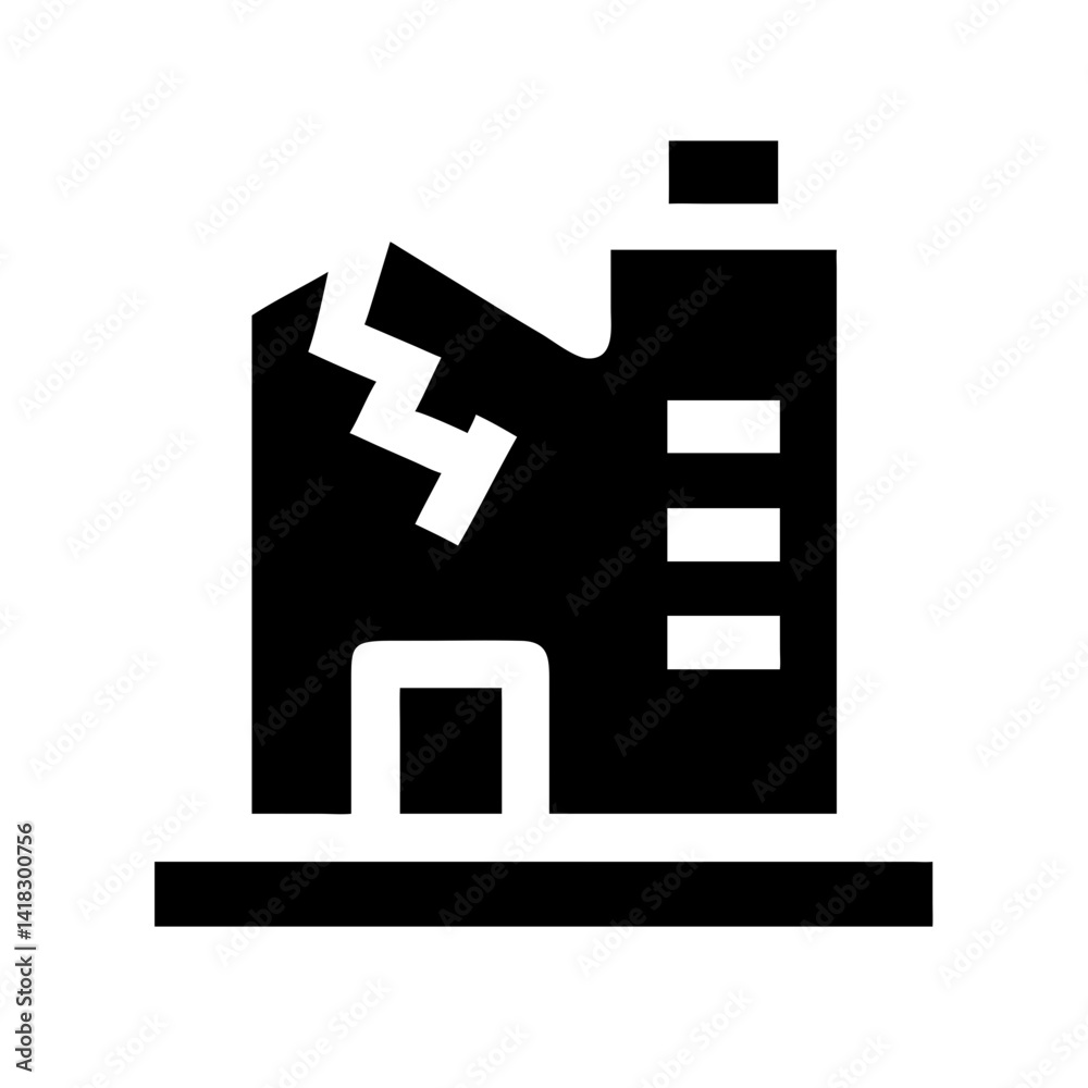 Icon of a damaged building to signify destruction or disrepairIcon of a damaged building to signify destruction or disrepair Icon of a damaged building to signify destruction or disrepairIcon of a damaged building to signify destruction or disrepair