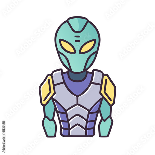 Cartoon Style Alien in Space Suit Isolated Image