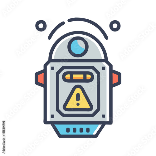 Isolated warning robot icon symbol on black background