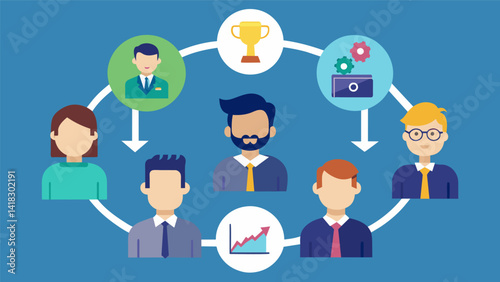 A visual aid displaying the various stages of group development and how leaders can effectively navigate each stage.. Vector illustration