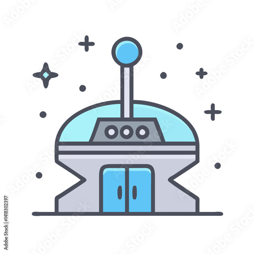 Futuristic Space Station Icon Isolated on Black Background