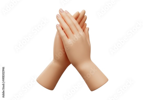 3d hands clapping isolated on white background 