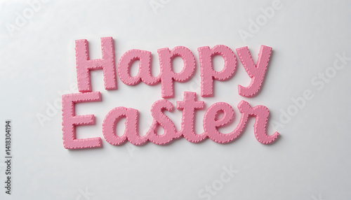 pink Happy Easter text on white background. pink Happy Easter lettering. Easter greetings. idea for Easter cards, social media, greeting card, poster, brochure flyer. simple design