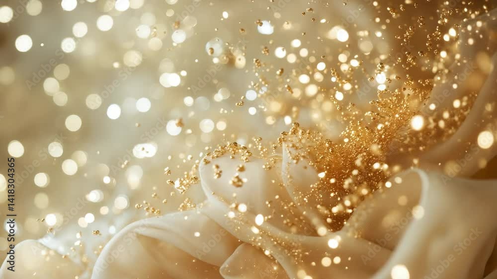Cream background featuring sophisticated gold bokeh particles