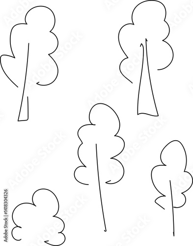 kid style painting trees on transparent background png
