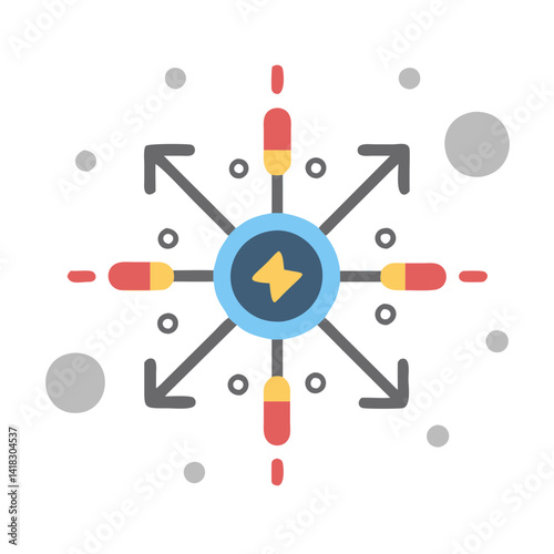 Illustration depicting energy distribution, power management, and reach