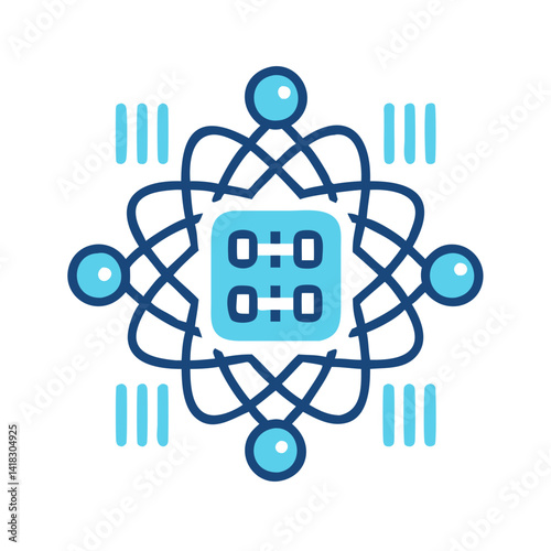 Blockchain technology, data encryption, atom structure, node connectivity, design