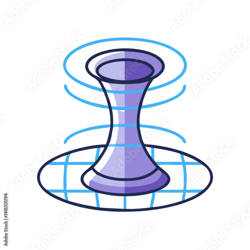 Stylized Wormhole Illustration with Gravity Effect on Black Background