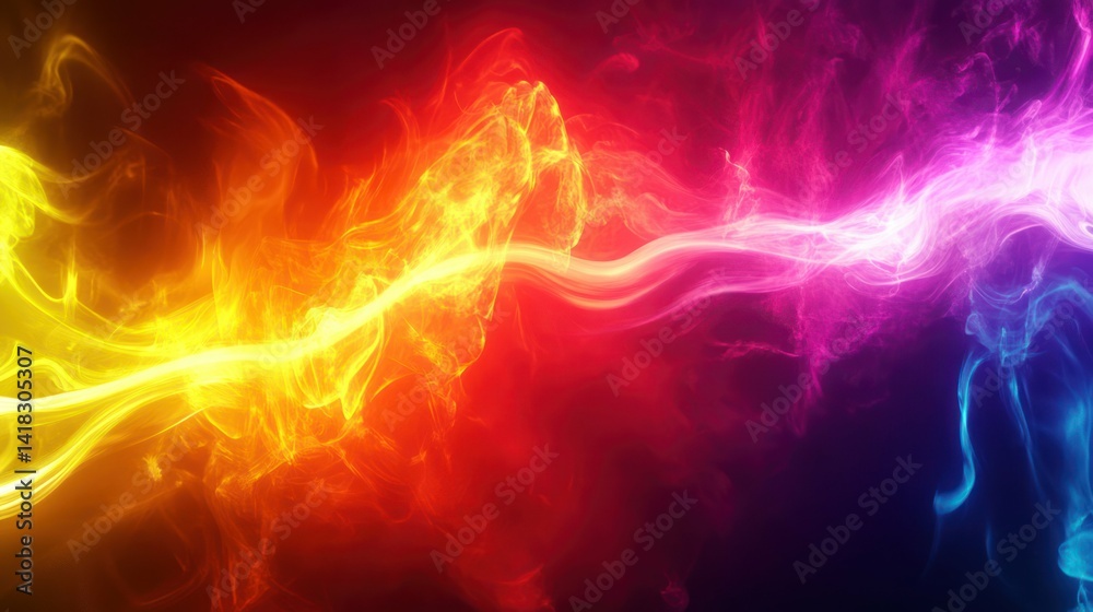 Obraz premium Abstract waves of colorful smoke and light create a dynamic, vibrant design.