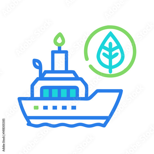Eco-Friendly Ship Icon: Sustainable Maritime Transport Illustration
