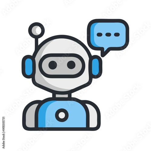 Cute Chatbot AI Avatar Robot with Thought Bubble