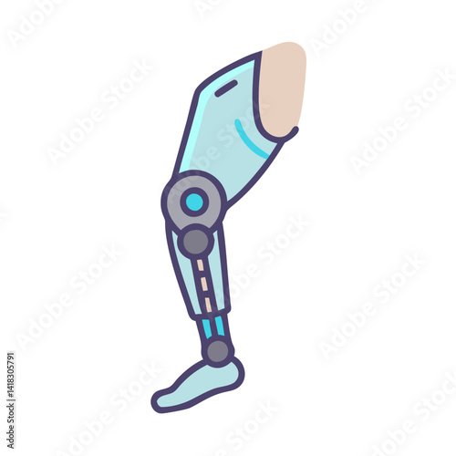 Modern prosthetic leg vector illustration on black background