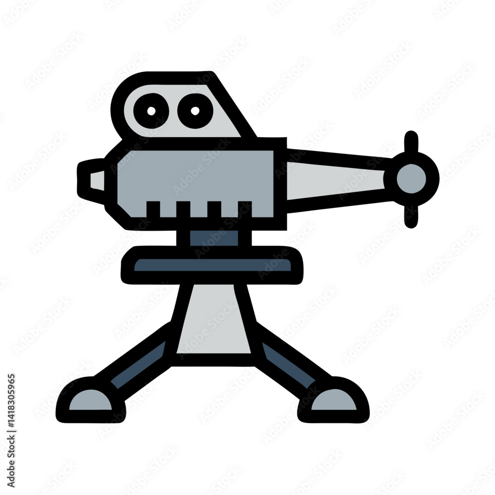 Sci-Fi Laser Cannon Turret Icon on Black Background Sci-Fi Laser Cannon Turret Icon on Black Background