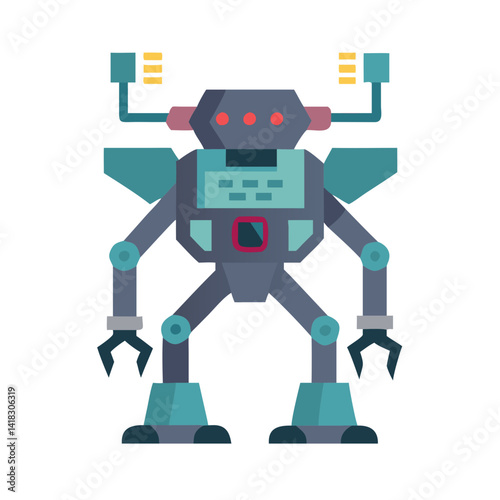 Cartoon Robot Illustration on Black Background