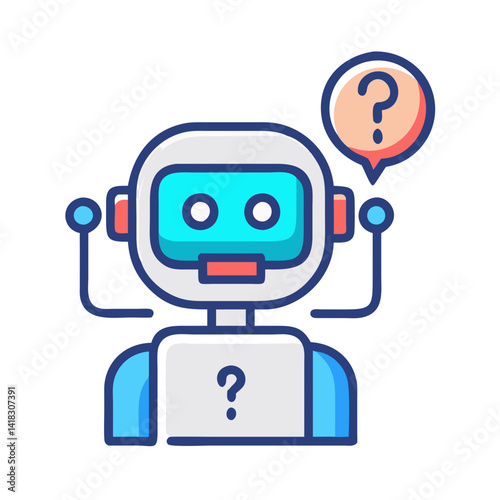 Confused robot with question mark for AI chatbot
