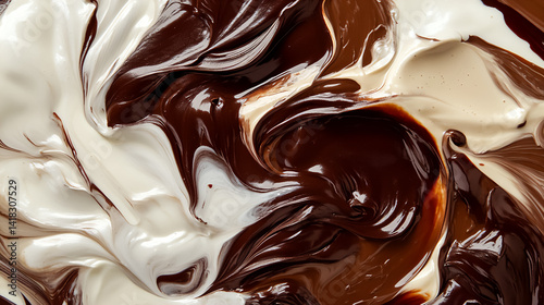 Swirls of rich chocolate and creamy white blend together in a delightful artistic display of flavors