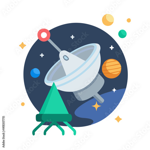 Fototapeta Naklejka Na Ścianę i Meble -  Abstract depiction of a space rover and satellite