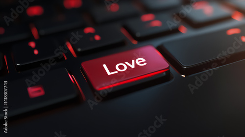 Symbol of affection glowing brightly on a modern keyboard, inviting connection and joy in everyday technology