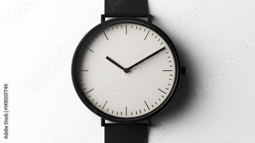 Wallpaper Mural Elegant Minimalist Watch with Black Strap and White Face Timepiece for Modern Design Fashion Torontodigital.ca