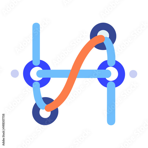 Connected Nodes Illustration with Unique Pathing and Design