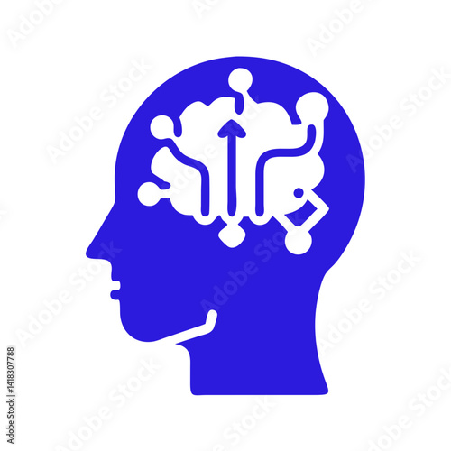 Artificial intelligence blue human brain, deep learning