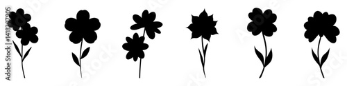 Obraz na płótnie Flower icon. Black flower icons isolated on white background. w salonie
