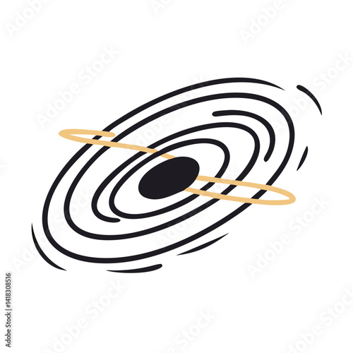 Cartoon black hole in space with accretion disk