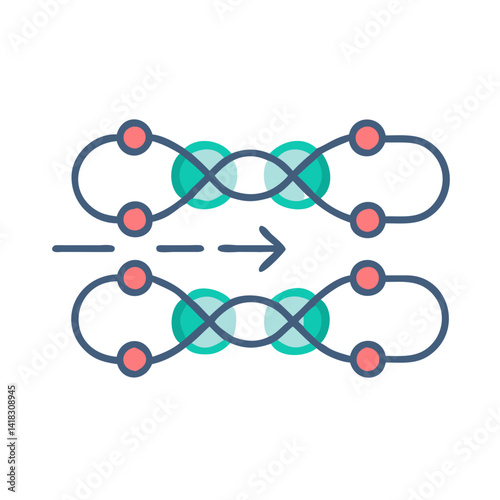 Schematic Representation of DNA Replication Process with Arrow