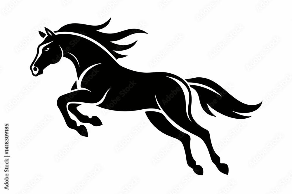 Obraz premium black horse vector illustration