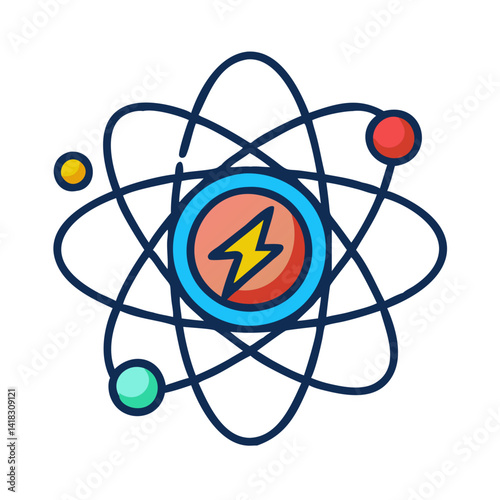 Colorful atomic energy structure illustration on black background