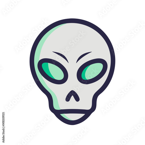 Cartoon Alien Face with Big Eyes and Black Background