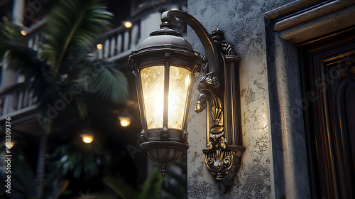 Ornate Wall Lantern In Tropical Setting