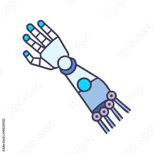 Robotic arm illustration on black background, technology and science