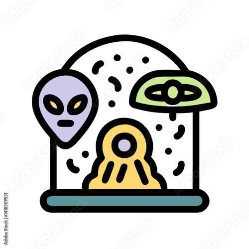 Alien invasion graphic design illustration on a black background