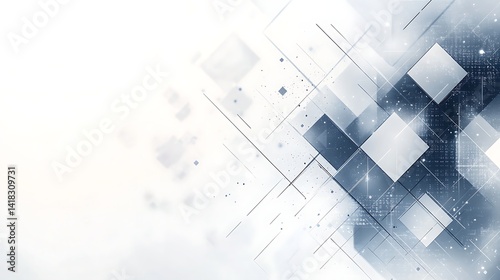 Abstract 3D Geometric Pattern with White Shapes